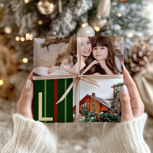 Papier Cadeau Classic Christmas Noel Plaid Photo Collage Holiday (Créateur téléchargé)