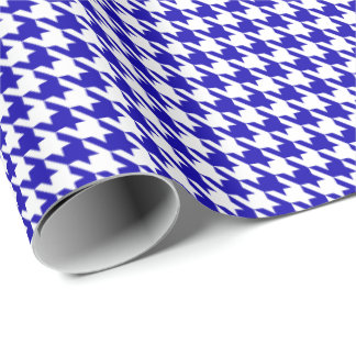 Papier Cadeau Classic Dark Blue and White Houndstooth Pattern