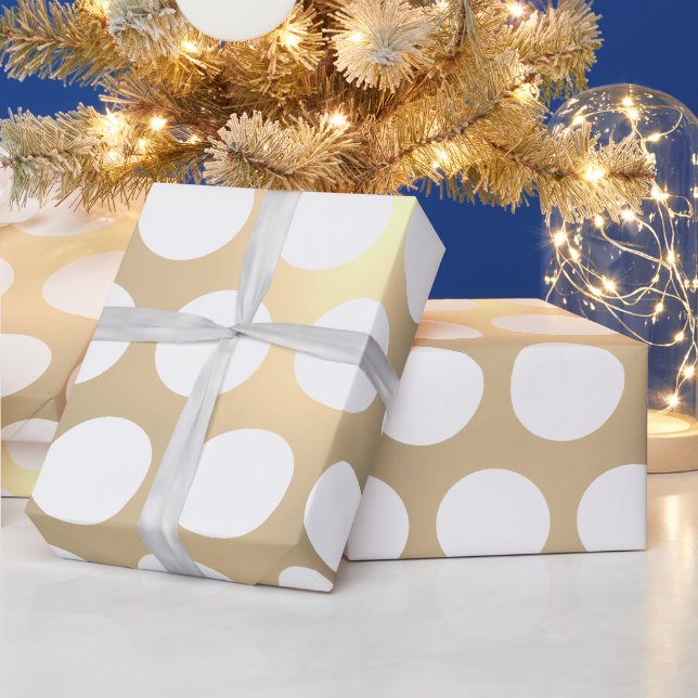 Papier Cadeau Classic Elegant Noël Or Pois blancs (Vacances)