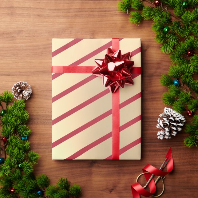 Papier Cadeau Classic Elegant Noël Or Rouge Bande (Cadeau de vacances)