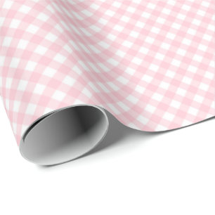 Papier Cadeau Classic En vichy Check Plaid Motif Pastel Rose