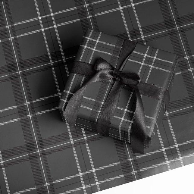 Papier Cadeau Classic gras vacances plaid monochrome gris (Créateur téléchargé)