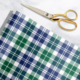 Papier Cadeau Classic Green et Navy Blue Tartan Plaid Holiday