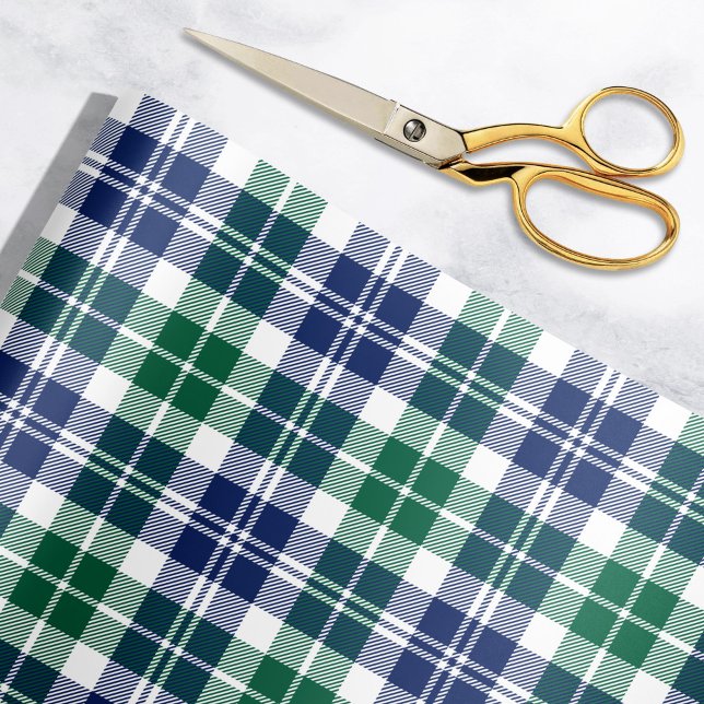 Papier Cadeau Classic Green et Navy Blue Tartan Plaid Holiday (Créateur téléchargé)