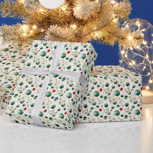 Papier Cadeau Classic Holiday Trio : Vert, Rouge & Or (Vacances)