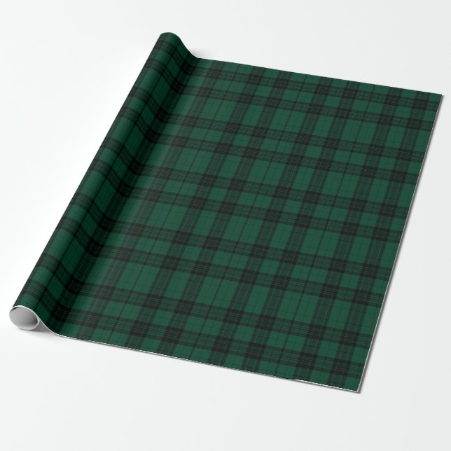 Papier Cadeau Classic Noël Vert et Noir Plaid (Déroulé)