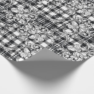 Papier Cadeau Classic noir et blanc Ornements Houndstooth