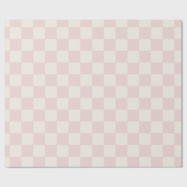 Papier Cadeau Classic Pink & Cream Diagonal Check Wrapping Paper (Plat)