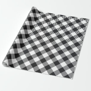 Papier Cadeau Classic Plaid Black White Check Holiday
