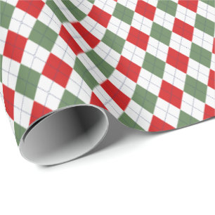Papier Cadeau Classic Rouge Vert Noël Petits Diamants de Jacquar