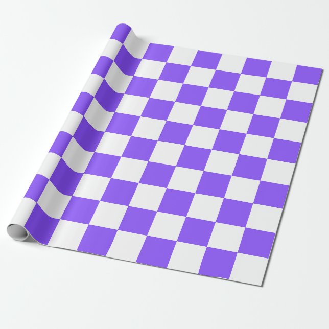 Papier Cadeau Classic visual purple checkerboard  (Déroulé)