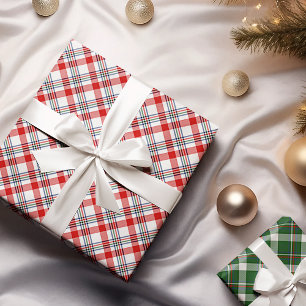 Papier Cadeau Classique carreaux rouge vert bleu blanc tradition