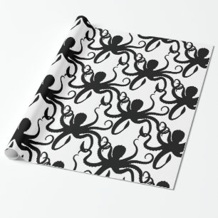 Papier Cadeau Classique de Thunder_Cove de silhouette de poulpe