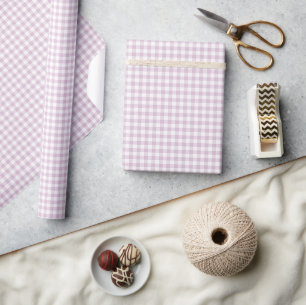 Papier Cadeau Classique Gingham Début d'Automne Lilas Chaud