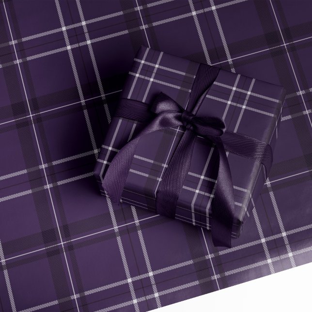Papier Cadeau Classique gras vacances plaid plum violet (Créateur téléchargé)