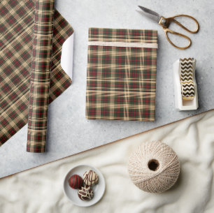 Papier Cadeau Classique millésime de Noël rouge et vert tartan