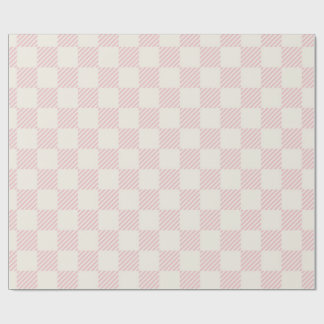 Papier cadeau classique rose et crème à carreaux d