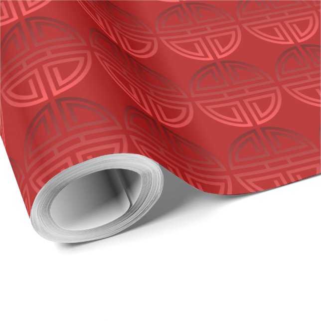 Papier Cadeau Classique rouge foncé d'anniversaire de motifs (Coin rond)