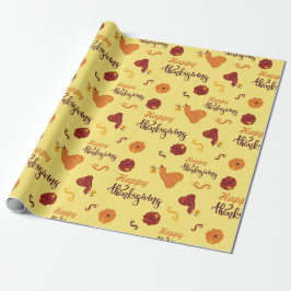 Papier Cadeau Classique Thanksgiving Citrouille clair jaune sans