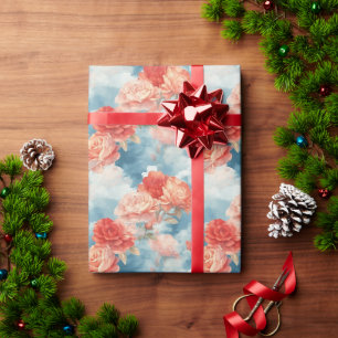 Papier Cadeau Classiques - Roses roses et rouges angéliques dans