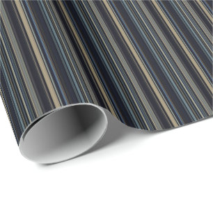 Papier Cadeau Classy Navy et Gold Multicolor Stripes