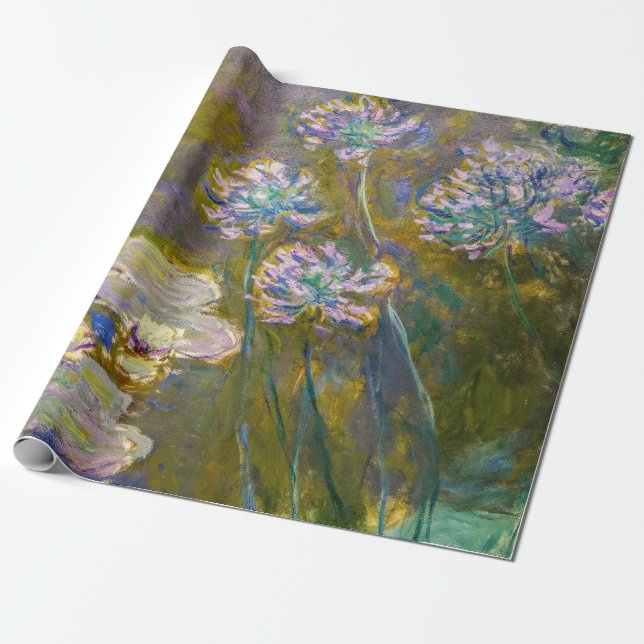 Papier Cadeau Claude Monet - Nénuphars et Agapanthus (Déroulé)