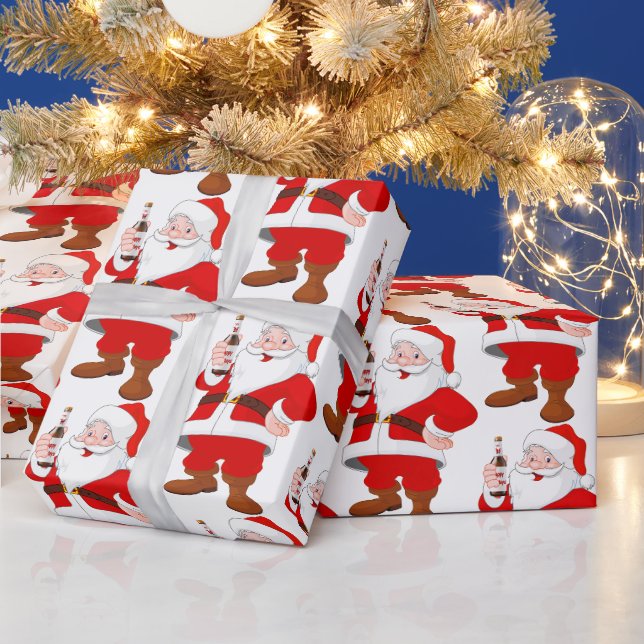 Papier Cadeau Clause Santa avec bouteille de bière (Vacances)