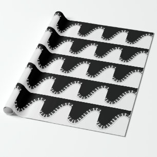 Papier Cadeau Clavier de piano design de musique noir et blanc