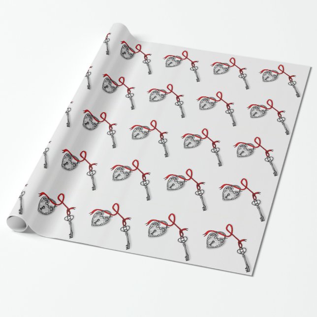 Papier Cadeau Clé de mon coeur (Déroulé)