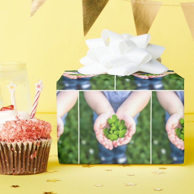 Papier Cadeau Clés à quatre feuilles Lucky petites mains (Fête d'anniversaire)