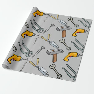 Papier Cadeau Clés et outils à main Marteau Perceuse et Clé