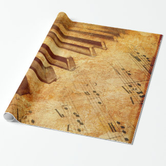 Papier Cadeau Clés grunges de piano de feuille de musique
