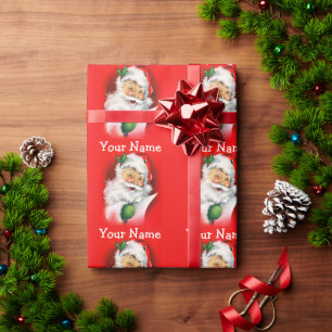 Papier Cadeau Cligner de l'oeil Noël de cru de Père Noël
