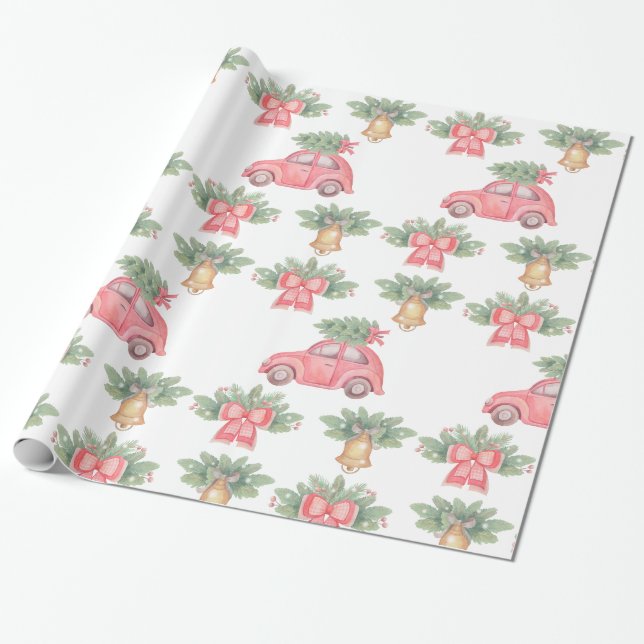 Papier Cadeau Cloche de Noël et arbre (Déroulé)