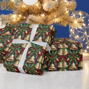 Papier Cadeau Cloches de Noël en carrelage festif