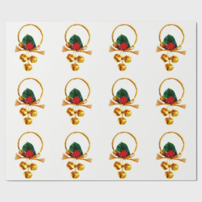 Papier Cadeau Cloches D'Or Et Papier D'Enveloppement D'Ornement  (Plat)