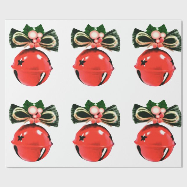 Papier Cadeau Cloches, Holly Et Bows Enveloppant Du Papier (Plat)