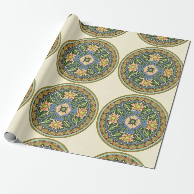 Papier Cadeau Cloisonne Chine Patter Asiatique Oriental (Déroulé)