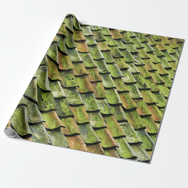 Papier Cadeau Close-up photo of green shingle roof (Déroulé)