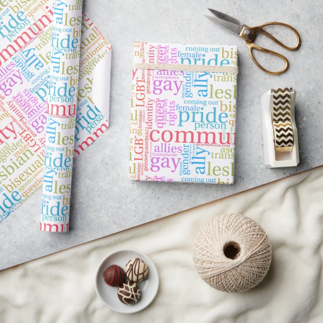 Papier Cadeau Cloud de mot communautaire LGBTQ+ SlipperyJoe (Artisanat)