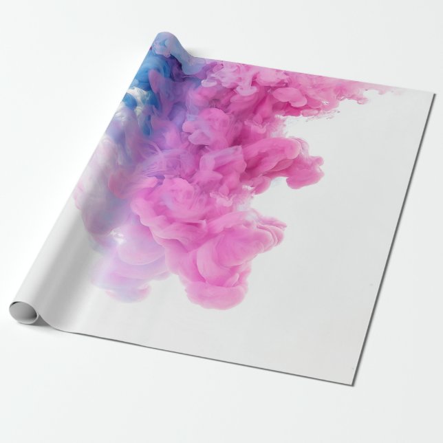Papier Cadeau Cloud Fumée bleu rose Elégant bébé Genre Reveillez (Déroulé)
