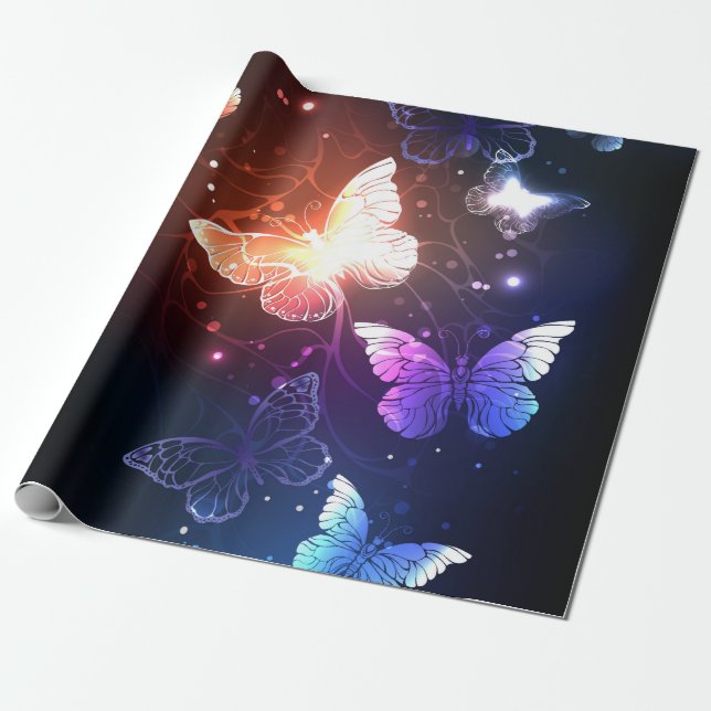 Papier Cadeau Clowing Night Butterflies (Déroulé)