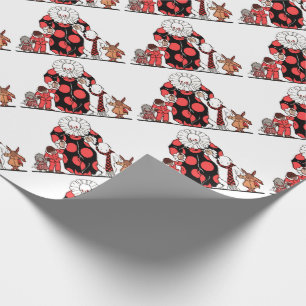 Papier Cadeau clown et amis prennent leur arc imprimé