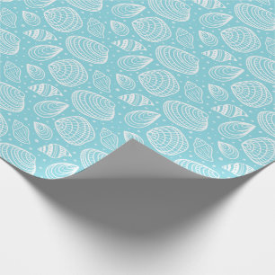 Papier Cadeau Coastère Coquille Motif Bleu