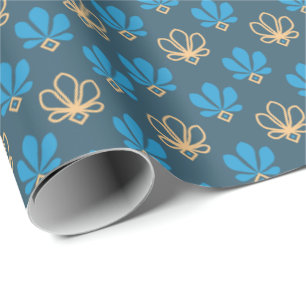 Papier cadeau Cobalt bleu et or fleur - Majestic