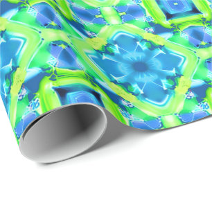 Papier Cadeau Cobalt Blue et Lime Green Tie Dye Motif