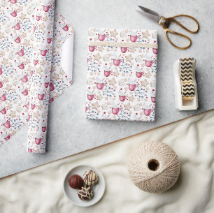 Papier Cadeau Coca Chaud De Noël Et Cookies Aquarelle