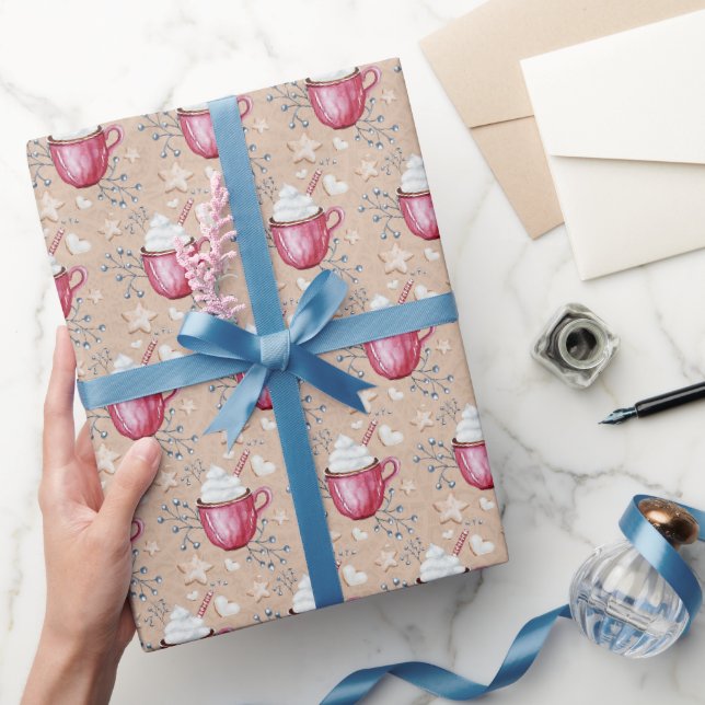 Papier Cadeau Coca Chaud De Noël Et Cookies Aquarelle (Cadeaux)