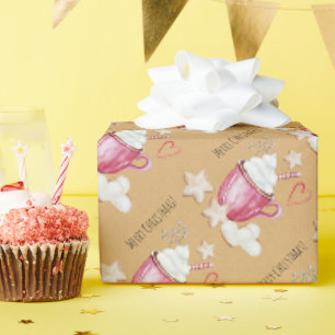 Papier Cadeau Coca Chaud Personnalisé Et Cookies Aquarelle