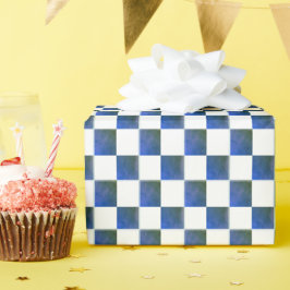 Papier Cadeau Coche en gras bleu et blanc Motif